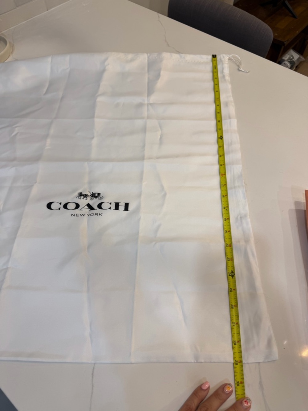 Coach White Drawstring Logo Dust Bag - Picture 3 of 4